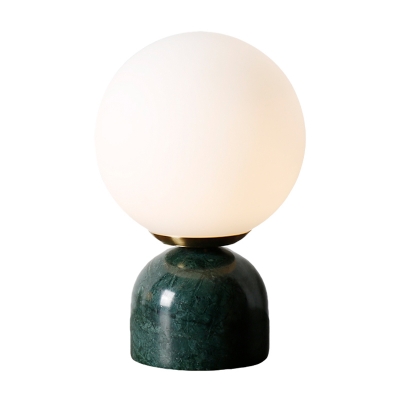 Contemporary Spherical Task Lighting Milky Glass 1 Head Small Desk Lamp in Green