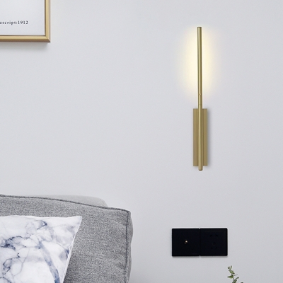 Gold Linear Sconce Light Modernist 1 Head Metal Wall Mounted Lighting for Bedroom