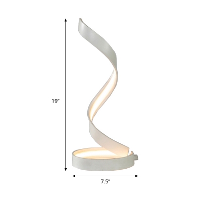 LED Spiral Task Lighting Minimalism Acrylic Nightstand Lamp in White for Living Room