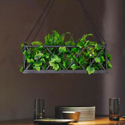 Metal Black Island Pendant Light Plant 2 Bulbs Industrial LED Hanging Lamp Kit for Restaurant