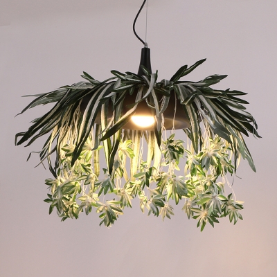 Metal Green Drop Lamp Plant 1 Head LED Industrial Down Lighting Pendant for Restaurant