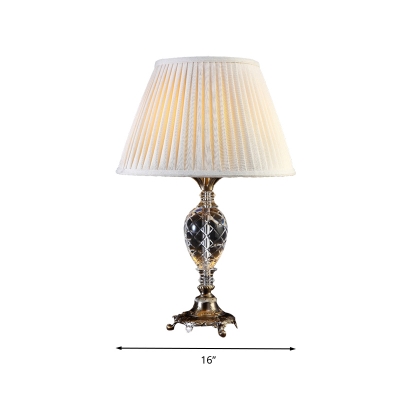 Single Light K9 Crystal Nightstand Lamp Vintage Beige Barrel Living Room Table Light