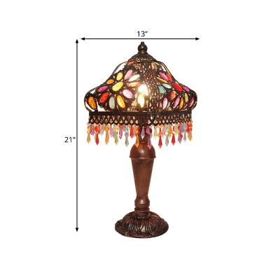 Traditional Square Night Table Lamp 1 Bulb Metal Nightstand Lighting in Copper for Living Room