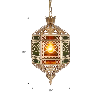 2 Bulbs Hexagonal Hanging Chandelier Decorative Brass Metal Ceiling Pendant Light
