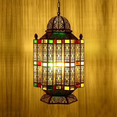 4 Lights Metal Chandelier Lighting Art Deco Brass Castle Shaped Dining Room Hanging Lamp Fixture