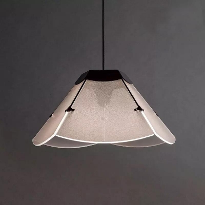 Contemporary Wide Flare Hanging Lamp Frosted White Glass 1 Head Restaurant Ceiling Pendant Light
