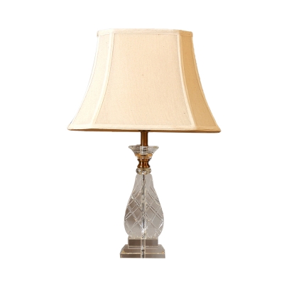 Fabric Flared Table Light Traditionalist Single Head Restaurant Nightstand Lamp in Beige