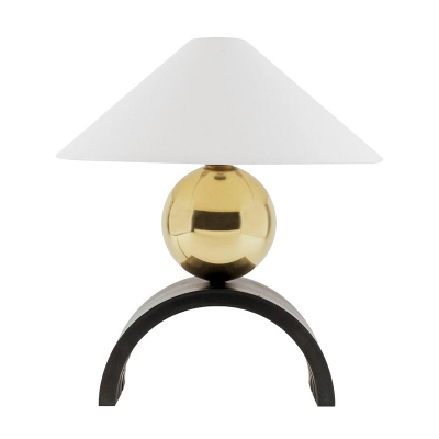 Gold Globe Task Lighting Contemporary 1 Head Metal Small Desk Lamp with White Cone Fabric Shade