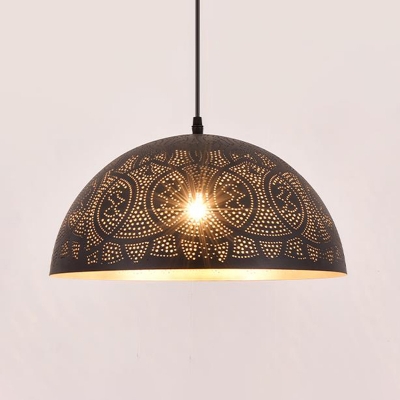 Hemisphere Restaurant Pendant Lighting Decorative Metal 1 Bulb Bronze Hanging Light Fixture