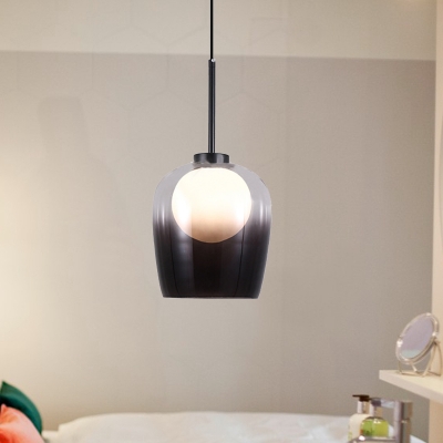 Jar Living Room Pendant Lighting Smoked Glass 1 Bulb Modernist Ceiling Suspension Lamp