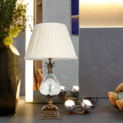 K9 Crystal Pineapple Table Light Traditionalist Single Head Bedroom Nightstand Lamp in White