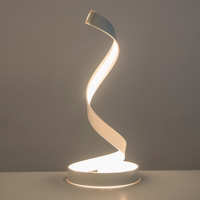 LED Spiral Task Lighting Minimalism Acrylic Nightstand Lamp in White for Living Room