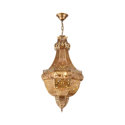 Metal Brass Empire Chandelier Basket 4 Heads Vintage Ceiling Pendant Light for Living Room