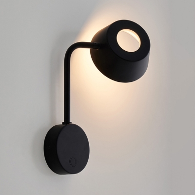 Metal Flared Wall Lamp Modernist LED Sconce Light Fixture in Black with Swing Arm