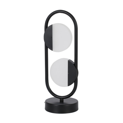 1 Bulb Living Room Table Light Modern White/Black Small Desk Lamp with Circle Acrylic Shade in White/Warm Light