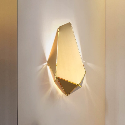 1 Head Dining Room Sconce Modern Gold Wall Mount Light Fixture with Geometric Metal Shade