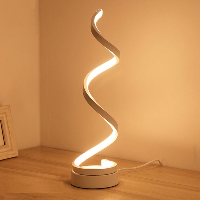Acrylic Spiral Task Lighting Contemporary LED White Nightstand Lamp in White/Warm Light
