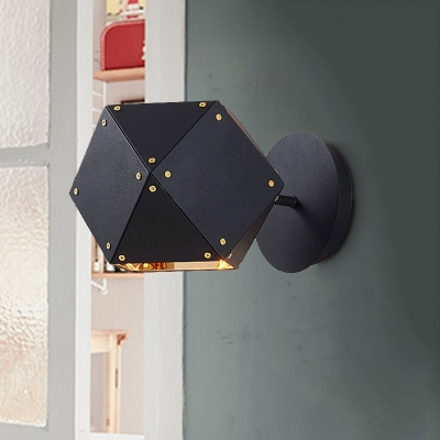 Black Geometric Wall Lighting Modernist 1 Bulb Metal Sconce Light Fixture for Dining Room