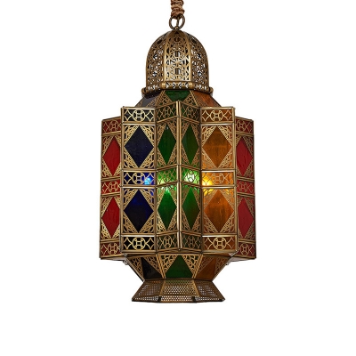 Metal Brass Pendant Chandelier Carved 3 Heads Traditionary Ceiling Suspension Lamp