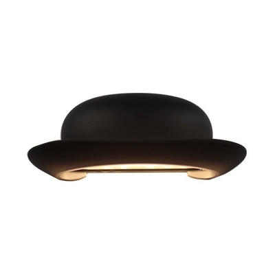 Metal Hat Wall Lighting Modernism LED Black Sconce Light Fixture in Warm/Natural Light for Bedroom