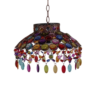 Metal Rust Ceiling Suspension Lamp Bowl 1 Bulb Traditional Pendant Light for Living Room