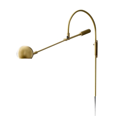 Minimalist Curvy Arm Sconce Metal 1 Bulb Wall Mounted Light Fixture in Black/Brass for Bedroom