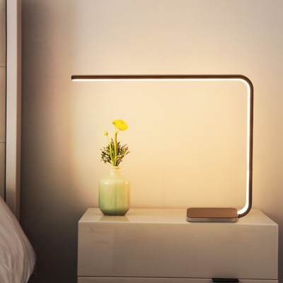 Minimalist LED Desk Light White/Coffee Linear Night Table Lamp with Acrylic Shade, White/Warm Light