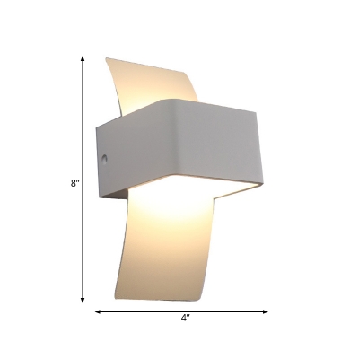 Square Sconce Light Contemporary Metal LED White Wall Mounted Lamp in White/Warm Light