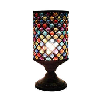 1-Light Metal Table Lighting Decorative Brass Cylindrical Bedroom Nightstand Light