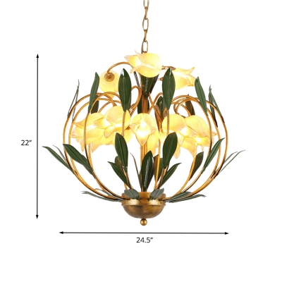 15 Bulbs Metal Hanging Chandelier Vintage Brass Blossom Living Room LED Pendant Lighting Fixture
