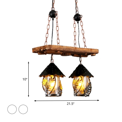 Clear Glass/White Fabric House Billiard Light Antiqued 2/3 Lights Dining Room Island Chandelier