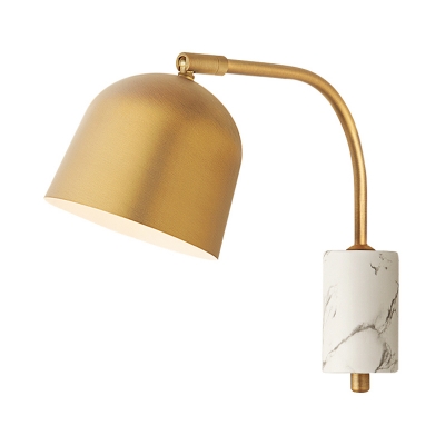 Contemporary 1 Bulb Sconce Light White/Blue/Brass Domed Wall Mounted Lighting with Metal Shade