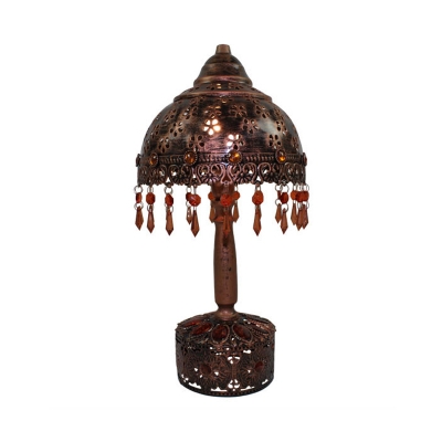 Copper Dome Nightstand Light Antique Metal 1 Light Living Room Night Table Lighting
