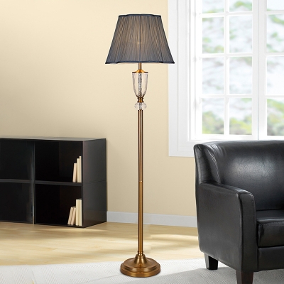 Empire Shade Living Room Floor Light Retro Translucent Crystal 1 Bulb Blue Standing Lamp