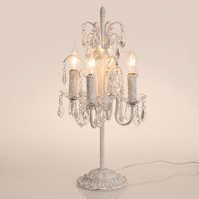 French Table Lamp 4 Light Crystal, Antique Chandelier Table Lamps