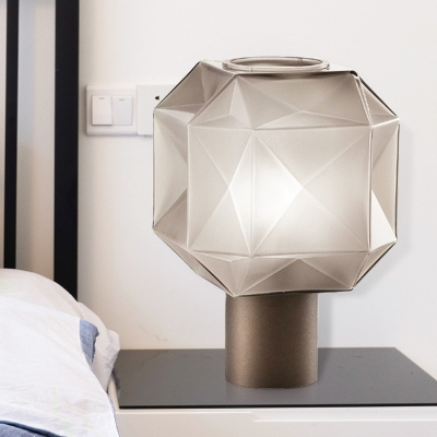 Geometrical Living Room Small Desk Lamp Tan Glass 1 Bulb Contemporary Task Lighting