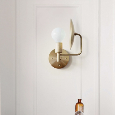Gold Armed Sconce Modernism 1 Head Metal Wall Mounted Light Fixture for Living Room