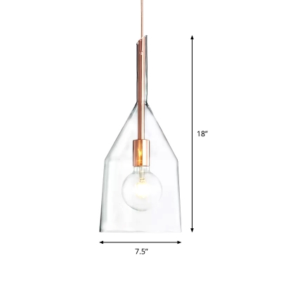 Jar Hanging Light Minimalist Clear Glass 1 Head Rose Gold Ceiling Suspension Lamp, 6
