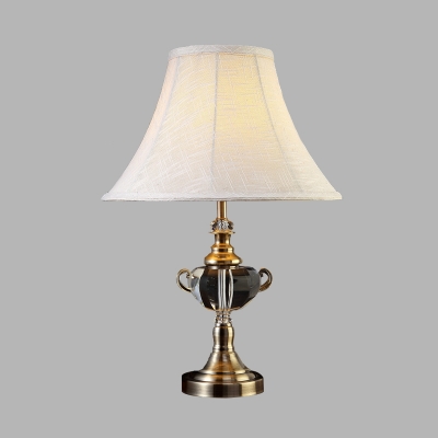 K9 Crystal White Table Light Flared Single Bulb Vintage Night Lamp for Living Room