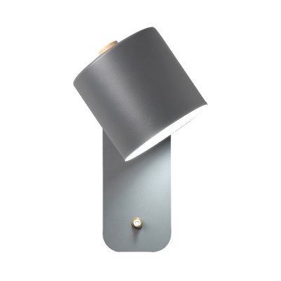 Minimalist Tubular Sconce Light Metal 1 Head Wall Mounted Lighting in Grey/Green for Bedside