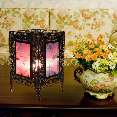 Rust Rectangle Table Lighting Decorative Metal 1 Bulb Living Room Nightstand Lamp
