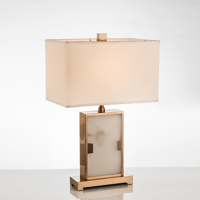 1 Bulb Dining Room Desk Light Modernism Gold Task Lighting with Rectangular Fabric Shade