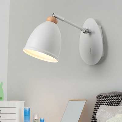 Asian Wide Flare Sconce Light Metal 1 Head Wall Mounted Lamp in White/Black for Bedside