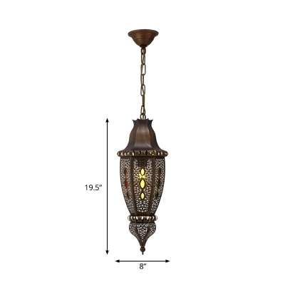 Bronze Urn Pendant Lighting Traditionary Metal 1 Bulb Dining Room Hanging Light Fixture