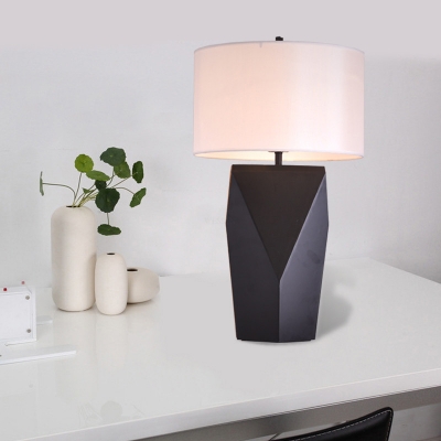 Contemporary 1 Bulb Desk Light Black Cylindrical Task Lighting with Fabric Shade