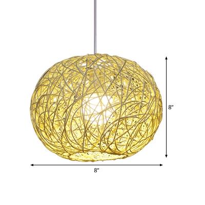 Global Pendant Lamp Chinese Bamboo 1 Head Beige Suspended Lighting Fixture, 8