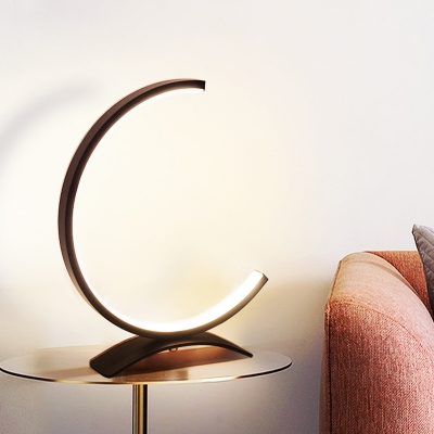 LED Living Room Table Light Minimalism Black Nightstand Lamp with Curvy Acrylic Shade