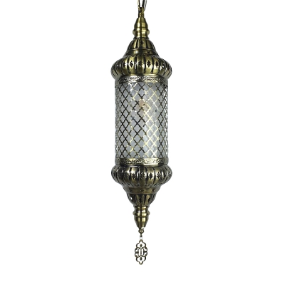 Metal Cylinder Pendant Lighting Traditional 1 Bulb Ceiling Suspension Lamp in Bronze
