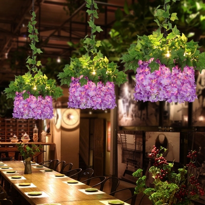 Metal Purple and Pink Chandelier House 12 Bulbs Vintage Drop Pendant for Restaurant
