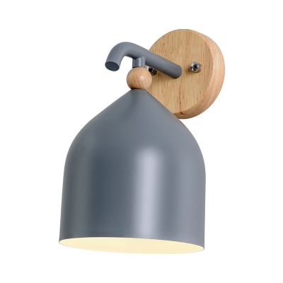 Modernist 1 Head Wall Lighting White/Grey/Blue Cylindrical Sconce Light Fixture with Metal Shade for Bedroom